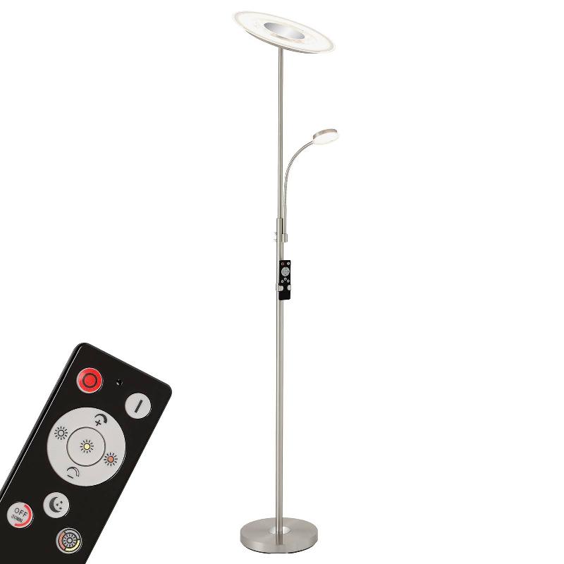 BRILONER LAMPADAIRE À ÉCLAIRAGE INDIRECT LED AGILED, NICKEL, INTENSITÉ VARIABLE,