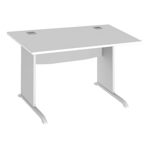 BUREAU DROIT EXCELLENS BOIS L 120 CM PIÈTEMENT BOIS EN L BLANC