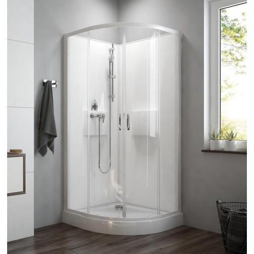 CABINE DE DOUCHE 1/4 ROND 90 CM IZIBOX 2 - PORTES COULISSANTES TRANSPARENTES LEDA