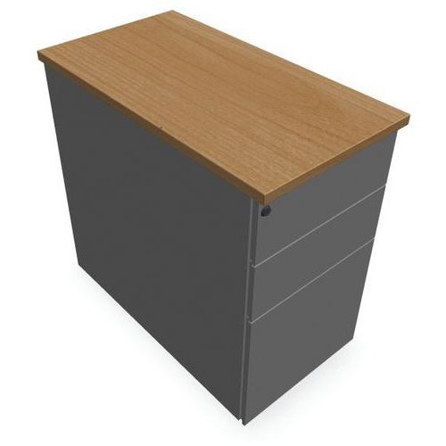 CAISSON 3 TIROIRS P.80CM L.432CM H.73CM ALU/HÊTRE - EOL