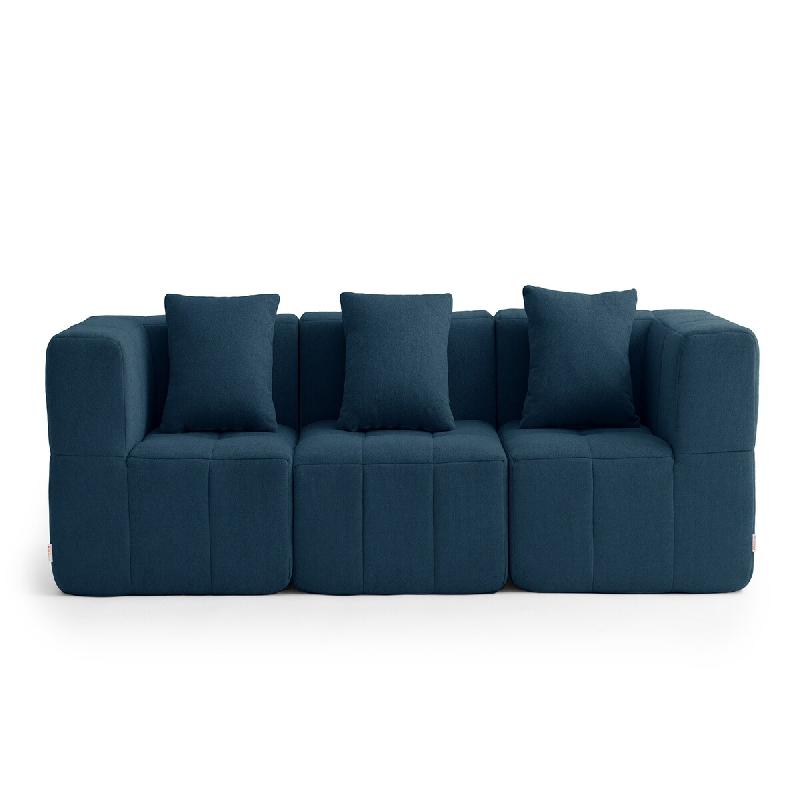 Canapé droit modulaire MILYSOFA SOFABULOUS 3 places Tissu fine bouclette Bleu profond - MS-BULOUS-3-DB_0