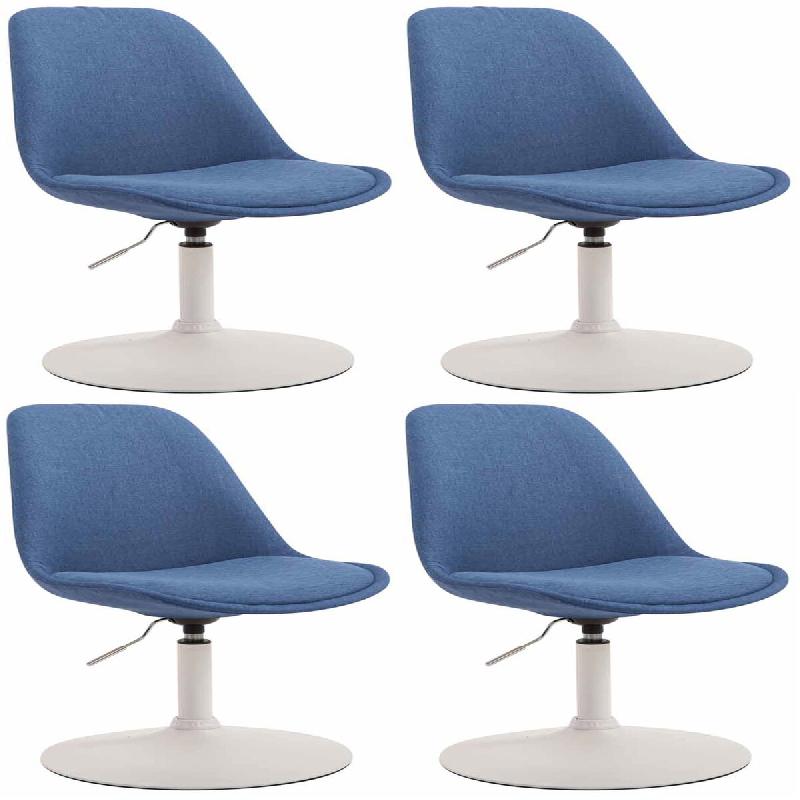 CLP Lot de 4 Chaises de salle à manger Maverick tissu avec pied trompette Bleu/Blanc - bleu textile 319907_0