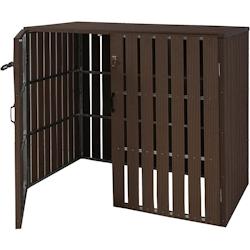 Décoshop26 - Abri de poubelles extérieur conteneurs à ordures jusqu'à 4 bacs 115x140x100 cm en métal aspect bois marron 04_0005614 - marron 30006_0