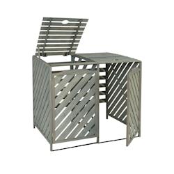 Décoshop26 - Abris poubelles pour poubelles d'une capacité de 60 à 240 litres 121 x 133 x 98 cm bois de sapin gris 04_0007008 - gris 3000261995128_0