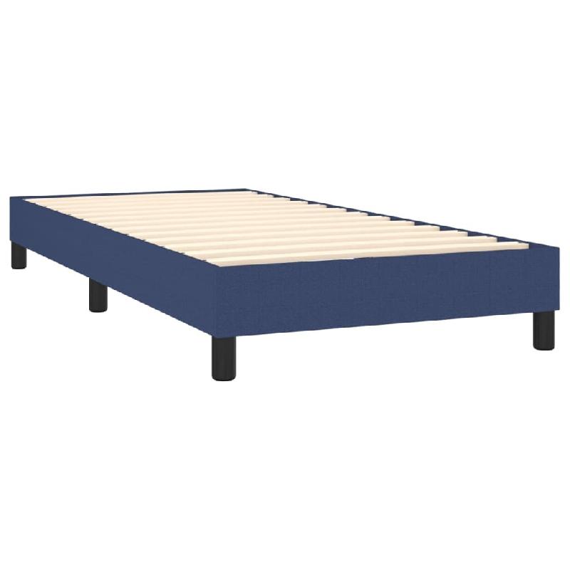 Décoshop26 - Sommier à lattes sur pieds cadre de lit 90x190 cm tissu bleu TDL0207323 - bleu 3001184988006_0