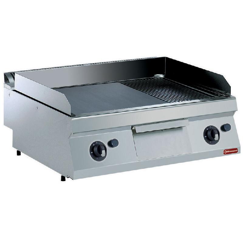 Diamond - Plaque de cuisson gaz, 2/3 lisse et 1/3 rainurée au chrome dur -TOP- - réf. G17/PMCD8T-N - AKS-G17/PMCD8T-N_0