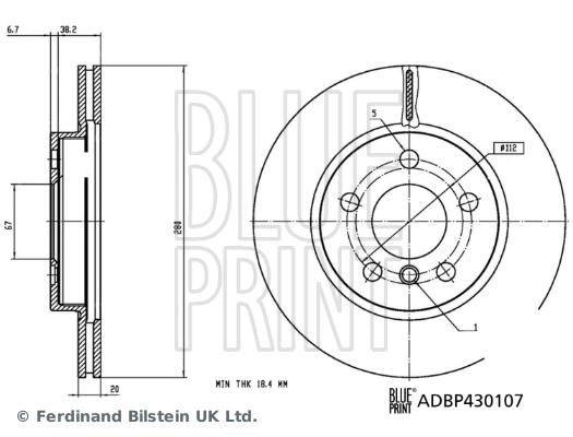 Disque de frein ventilé Blue Print ADBP430107 - avant - boîte de 1 disque_0