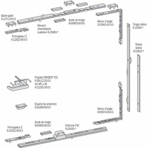 ÉLÉMENT INTERMÉDIAIRE POUR FERMETURES GU 330 - LONGUEUR 630 MM FERCO