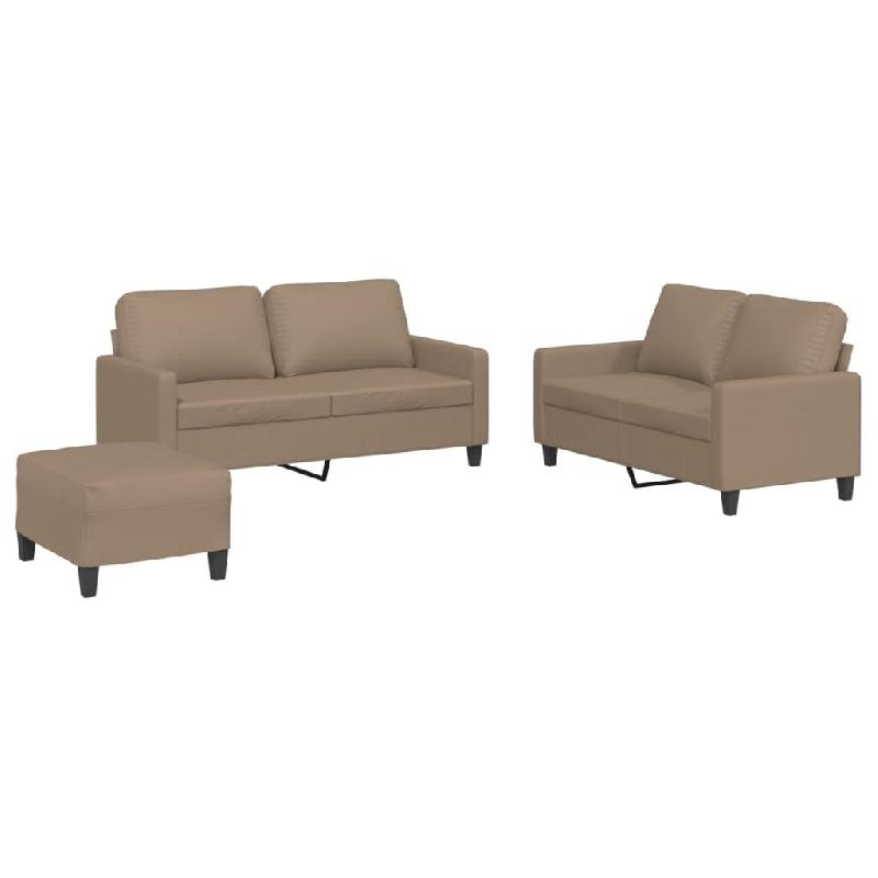 Ensemble de canapés 3 pcs avec coussins Cappuccino Similicuir Modèle Mirage Royale - 8721012063846_0