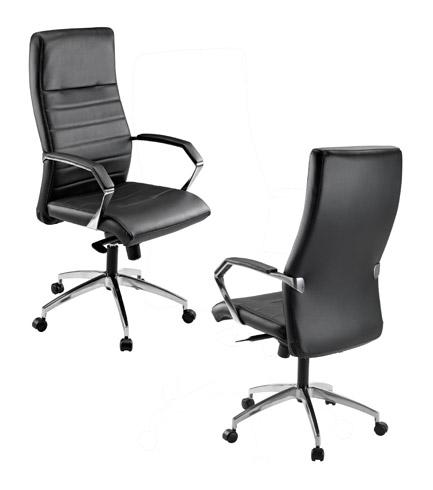 FAUTEUIL DE BUREAU STRIO CUIR - AVEC ACCOUDOIRS, APPUI-TÊTE - MÉCANISME BASCULANT AXE DÉCALÉ - PIED ALUMINIUM