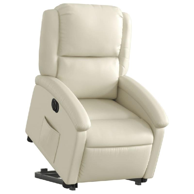 Fauteuil inclinable électrique crème similicuir Modèle Pervessia - 8721012167292_0