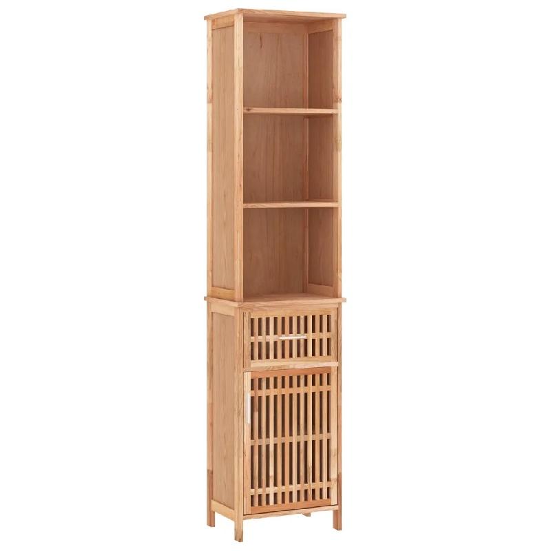 Helloshop26 - Armoire de salle de bain design pratique 42 x 29 x 182 cm grand espace rangement en bois massif noyer 02_0047118 - Bois massif 300023460_0