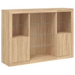Helloshop26 - Buffet bahut commode armoire meuble de rangement organisateur cuisine salle de séjour salon avec lumières LED 3 pcs 02_0037213 - 30002_0