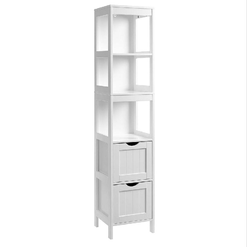 Helloshop26 - Meuble salle de bain armoire haute placard de rangement colonne avec 2 tiroirs et 3 casiers ouverts 30 x 30 x 141,5 cm 12_0006521 - 3000_0