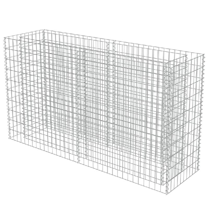 Jardinière surélevée à gabion en acier galvanisé - 180 x 50 x 100 cm - Référence 02_0001284_0