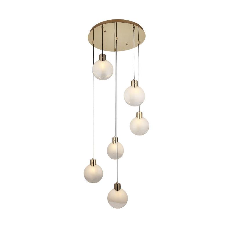 LUCEA SUSPENSION VEKMO, Ø 48 CM, OR, À 6 LAMPES