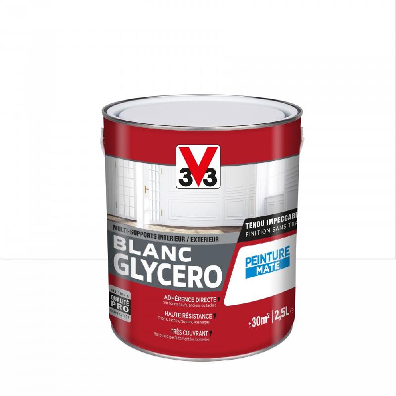 Peinture multisupport - glycéro blanc mat V33, 2.5 l pour intérieur/extérieur et surfaces difficiles_0
