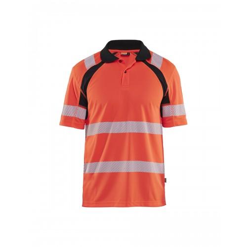 POLO DE TRAVAIL HAUTE VISIBILITÉ ANTI-UV 3595 - ROUGE FLUO ET NOIR - XXL BLAKLADER