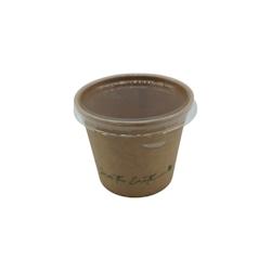 Pot à sauce / Verrine 120 ml en carton kraft brun avec couvercle en plastique RPET par 1000 - marron en carton PAC12X1000_0