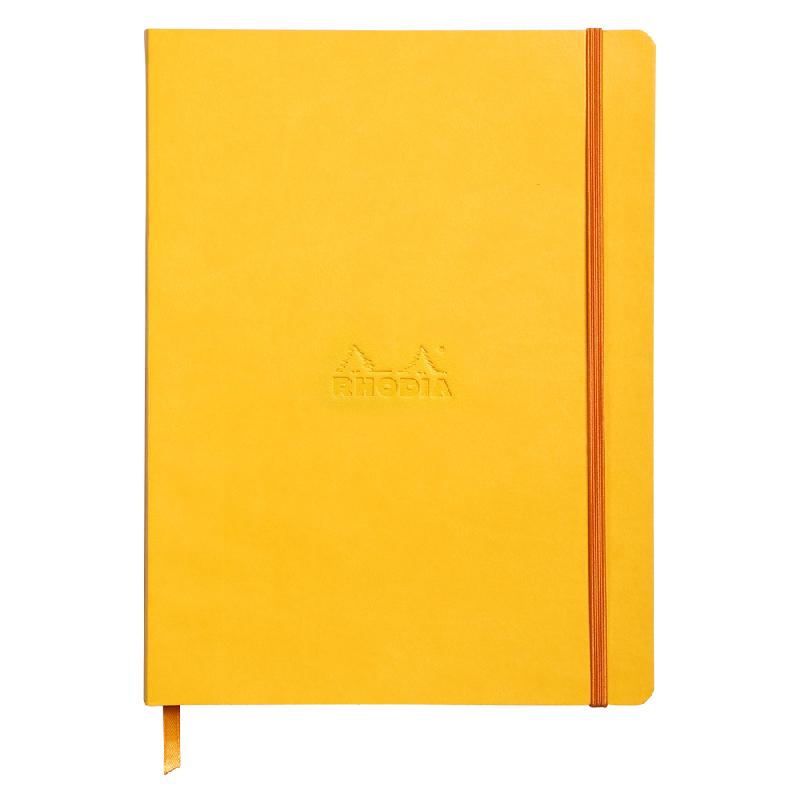 RHODIARAMA CARNET SOUPLE 19X25 CM 160 PAGES DOT PAPIER IVOIRE 90G FERMETURE ÉLASTIQUE - JONQUILLE