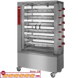 Rôtissoire gaz 6 broches (36 poulets) - RVG/6-CM - Acier inox AISI 304, sur roues, chauffage gaz_0