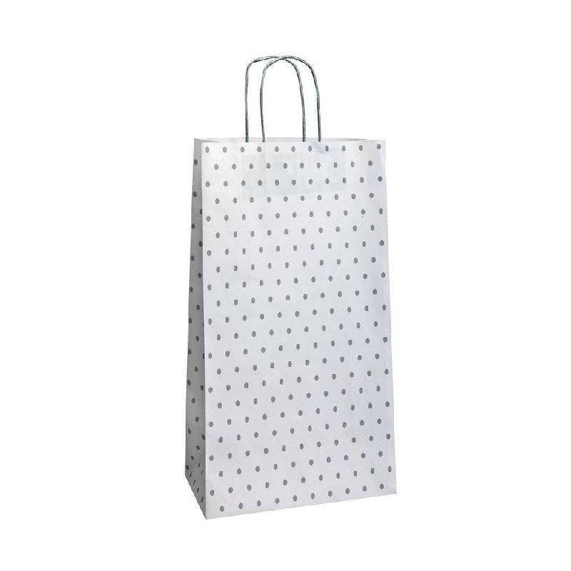 Sac kraft à pois charme - poignées torsadées - 32x16x44cm - par 25_0