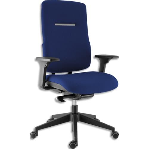Sokoa fauteuil tissu bleu mécanisme synchrone autorégulé mousse assise hte densité accoudoirs 3 réglages_0