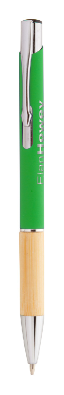 Stylo bille en aluminium - grip bambou - finition caoutchoutée - gravure laser effet miroir - encre bleue_0