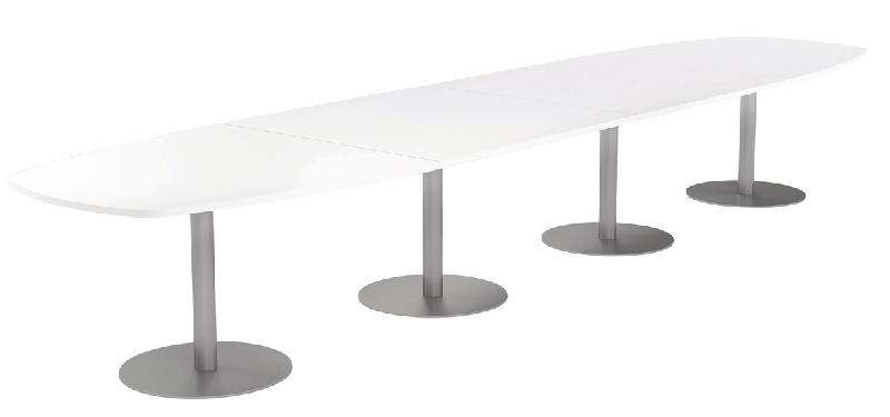 TABLE CONFÉRENCE ELGA PIED COROLLE 480X113 CM PLATEAU MÉLAMINÉ BLANC/ALU - MANUTAN COLLECTIVITÉS