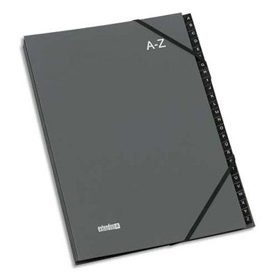 TRIEUR ALPHABETIQUE A ELASTIQUE EXTENDOS MON DOSSIER - EN BALACRON - 24 COMPARTIMENTS - GRIS FONCE