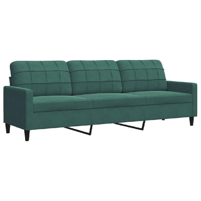 VidaXL Canapé à 3 places Vert foncé 210 cm Velours Modèle Ivonia - 4007646_0