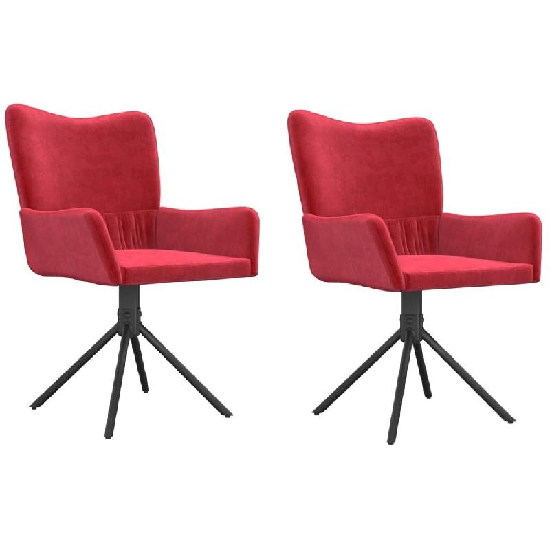 VidaXL Chaises pivotantes à manger lot de 2 Rouge bordeaux Velours Modèle Floriane Prestige - 344814_0