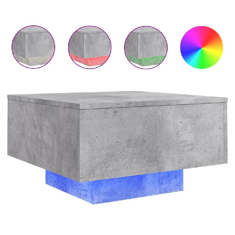 VidaXL Table basse avec lumières LED gris béton 55x55x31 cm Modèle Atlas Infinite Nordique - 836577_0