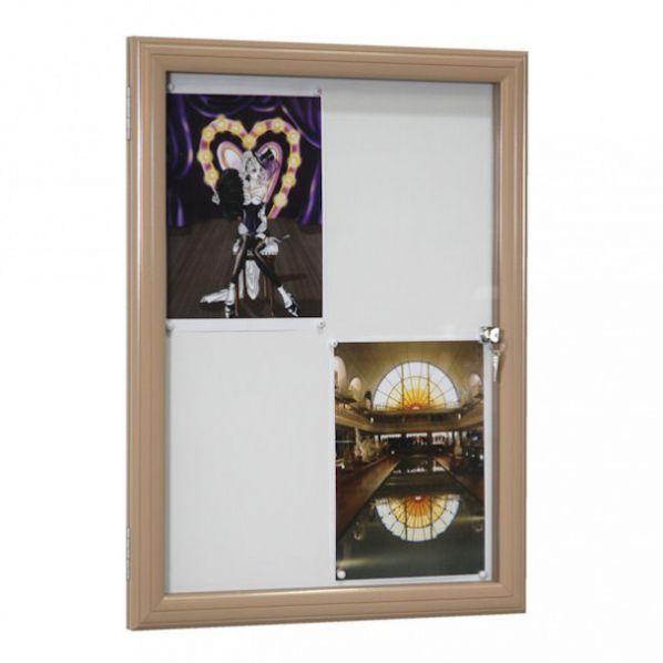 Vitrine fine d'extérieur sable - verre sécurit 4 mm - 16 x A4 - étanche et ventilée_0