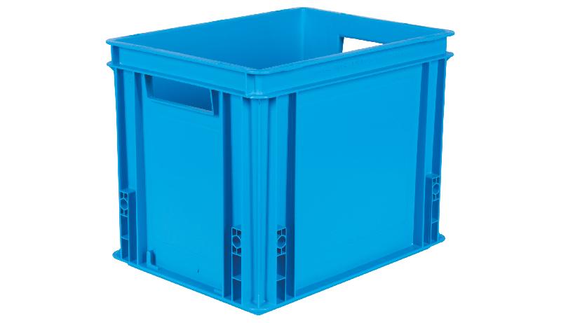 Caisse plastique athéna bleu turquoise 30 litres poignées ouvertes_0