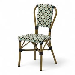 Chaise de terrasse AUTEUIL - Aluminium - L 39 x P 42 x H 88 cm - Tressage Blanc Noir Jaune et Bleu - Bistromania - beige aluminium EA198_0