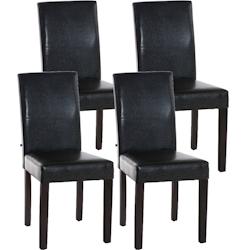 CLP Lot de 4 Chaises de salle à manger Ina similicuir avec pieds en Bois Marron/Marron foncé - marron polyester 181063203_0