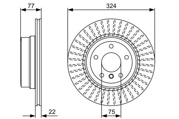 Disque de frein Bosch 0986479569 - ventilé - 5 trous - pour assemblage arrière_0