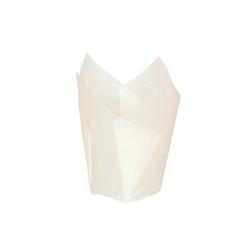 ECOLOMIQUE - 120 Pcs - Caissette de cuisson forme tulipe en papier blanc siliconé Diam: 4,5 cm 15 x 15 x 8 cm - ECO209CPST3BBX - blanc papier ECO209C_0