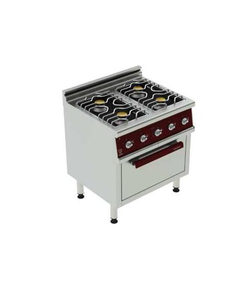 Fourneau CHARVET 4 feux gaz sur four gaz GN2/1 - Référence : V07006_0