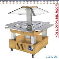 Ilot buffet chauffant bain-marie 4 x1/1 hauteur 150 bois clair chauffants bain-marie 1040(1435)x1040(1435)xh1540 - CBM/4D-D1_KM_0