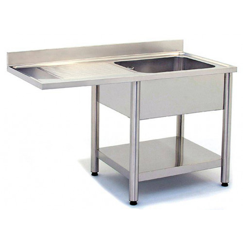 PLONGE INOX AVEC ENCASTREMENT LV 1 BAC + ÉGOUTTOIR À GAUCHE 700 X 1400 MM