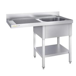 Plonge lave-vaisselle inox 1 bac 1200x600 mm avec égouttoir à gauche PREMIUM - GOLDINOX - inox 3701770816453_0