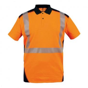 Polo HV Borneo - Orange/Marine - XXL - 2 bandes rétro-réfléchissantes microbilles - Dos protège-reins_0