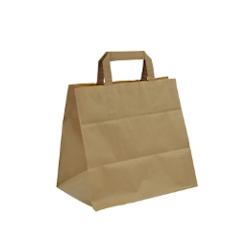 Sac papier brun poignées plates 32+22x28 cm  - Vendu par 250 - 3760365406691_0