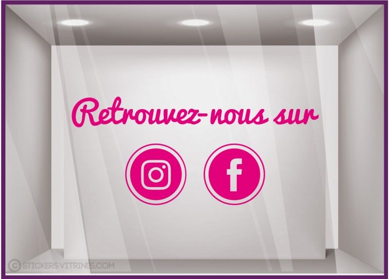 Sv668 L35 x H15 R031 - Adhésif pour vitrine - Stickers vitrines - Dimensions 35 x 15 cm - Lettrage réseaux sociaux Facebook et Instagram_0
