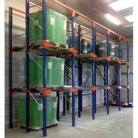Système de rayonnage à accumulation pour les entrepôts avec peu de références et des flux importants (eaux, lessive) - DRIVE IN_0