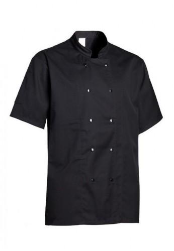 Veste de cuisine noire - Manches courtes - Résistante et facile d'entretien - Réf. 17BPN_0