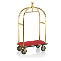 WAS Germany - Chariot à bagages, 113 x 62 x 191 cm, doré, tapis rouge, acier inoxydable (2225000) - rouge inox 2225 000_0