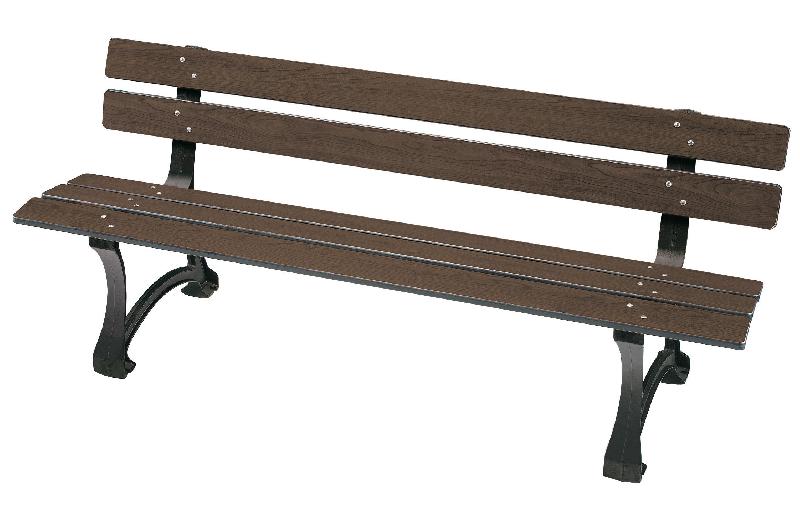 Banc public en bois Dublin - 5 ou 6 lames arrondies - pieds en fonte antirouille - 1,80 m_0